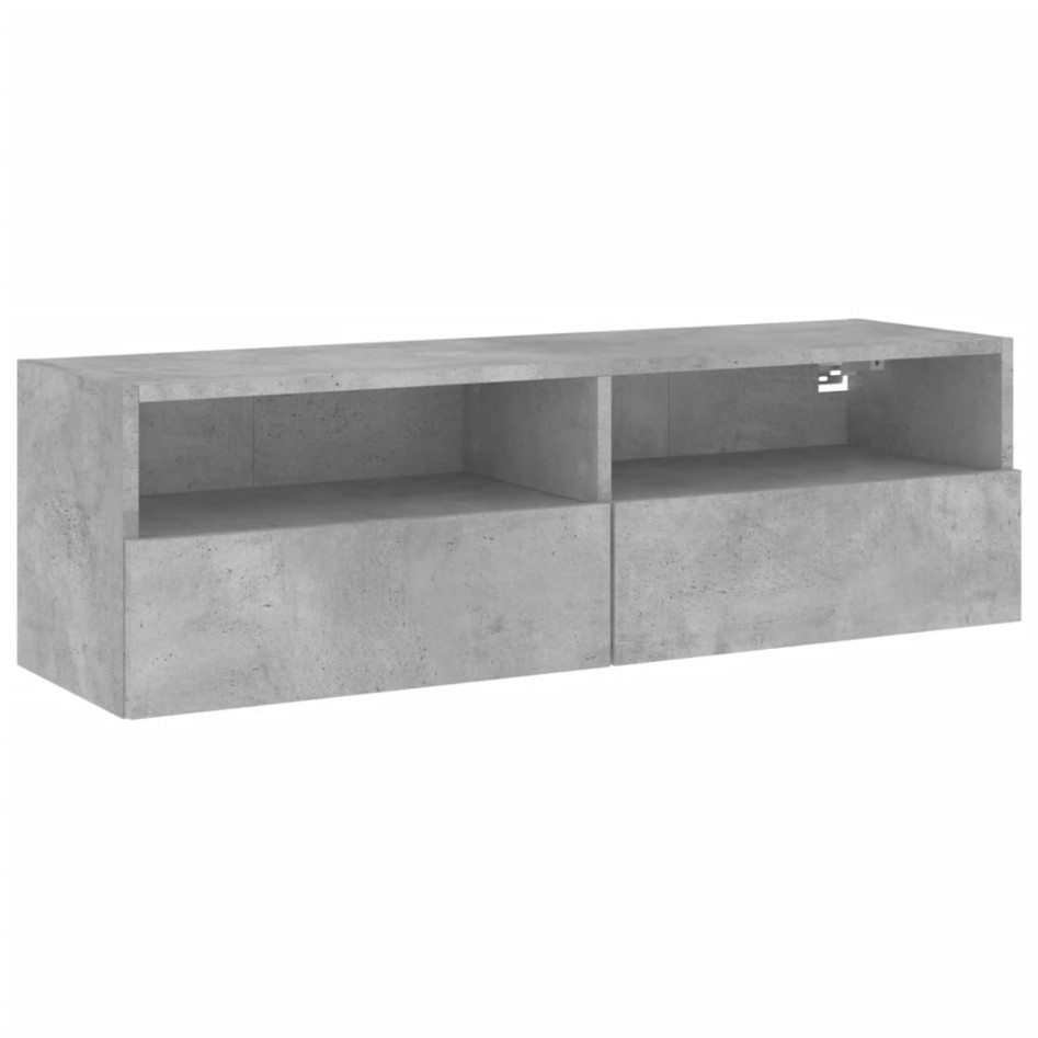 Mueble de pared TV madera ingeniería gris hormigón 100x30x30