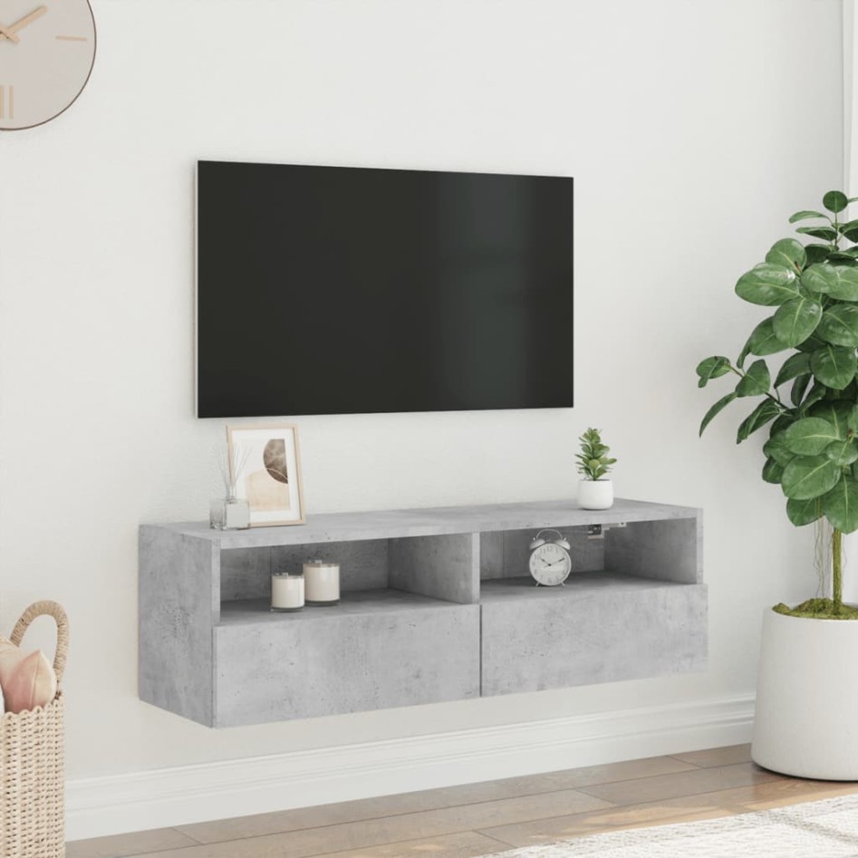 Mueble de pared TV madera ingeniería gris hormigón 100x30x30