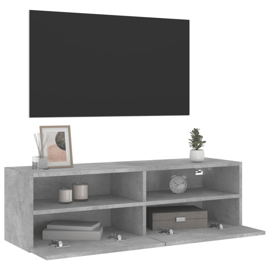 Mueble de pared TV madera ingeniería gris hormigón 100x30x30