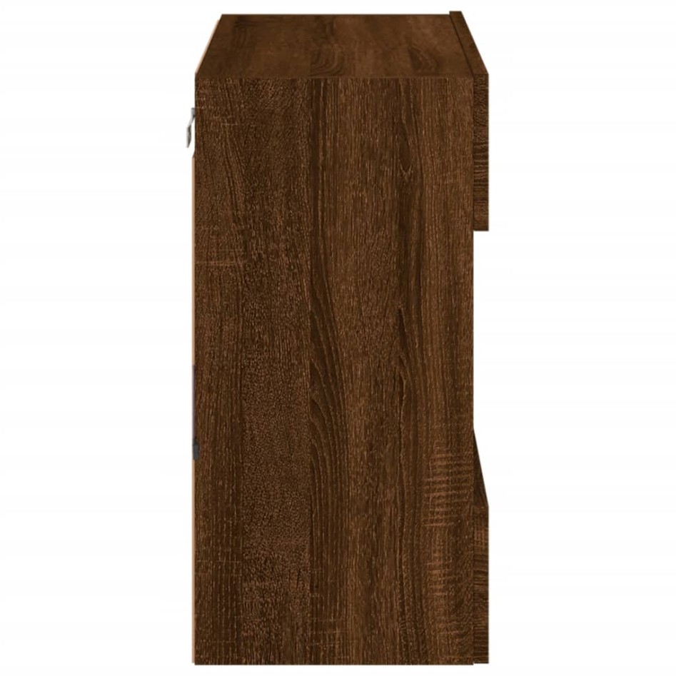 Mueble TV de pared con luces LED roble marrón 58,5x30x60,5