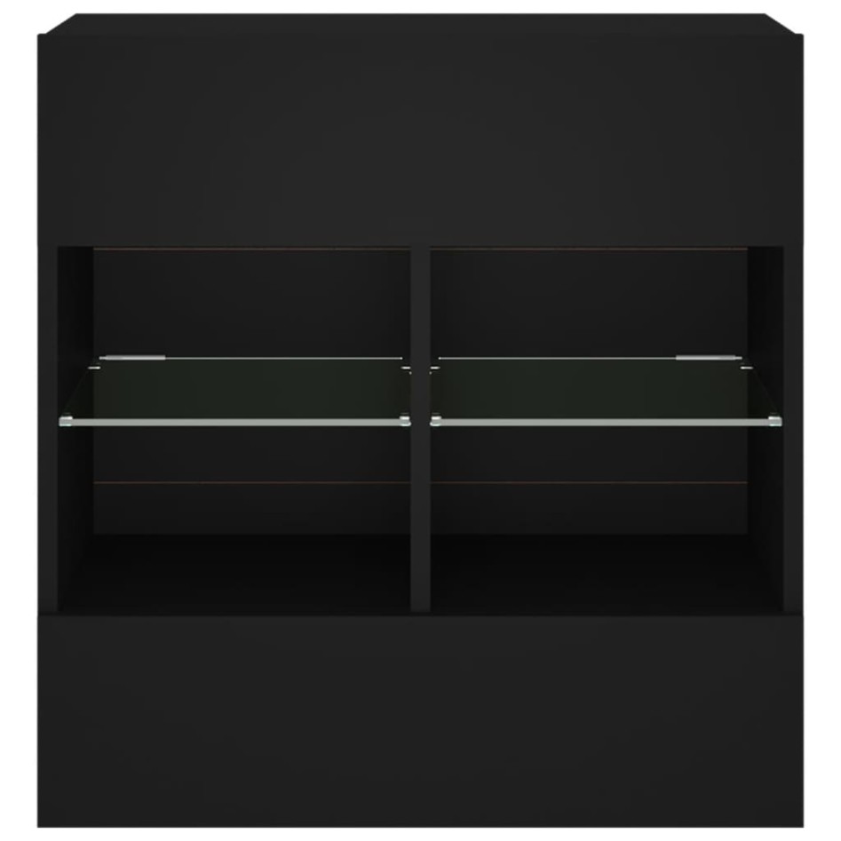 Mueble de TV de pared con luces LED negro 58,5x30x60,5