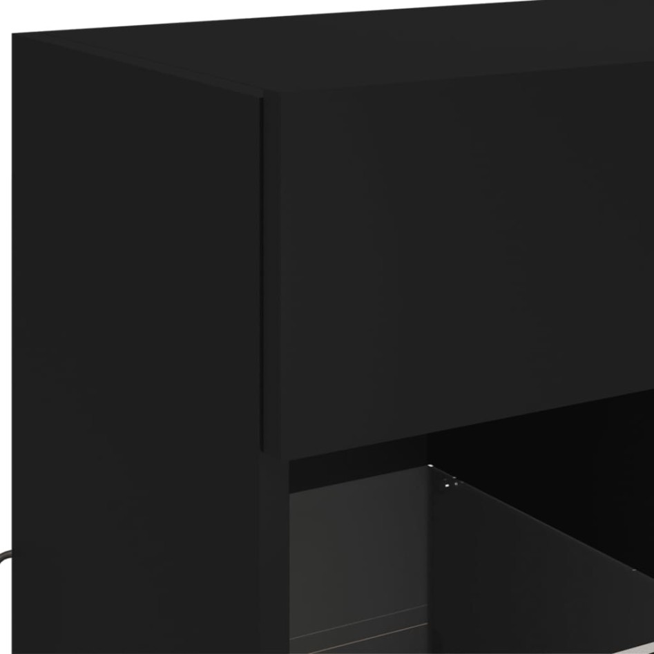 Mueble de TV de pared con luces LED negro 58,5x30x60,5