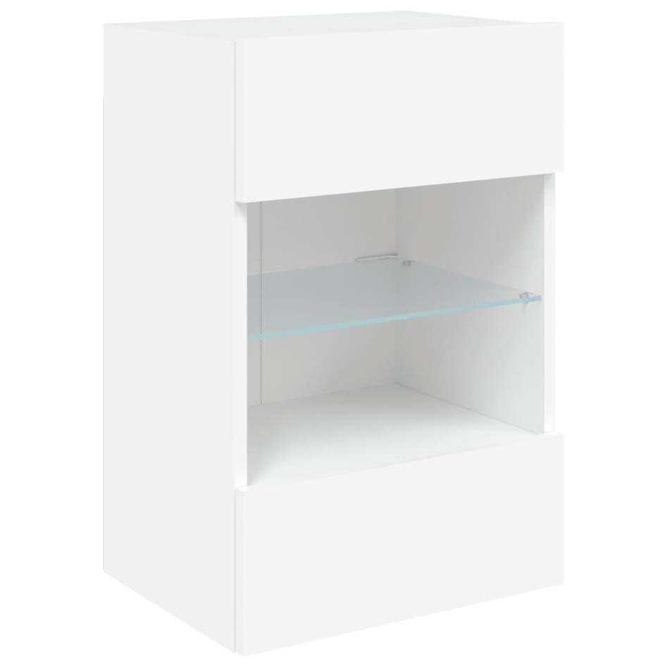 Muebles de TV de pared con luces LED 2 uds blanco 40x30x60,5