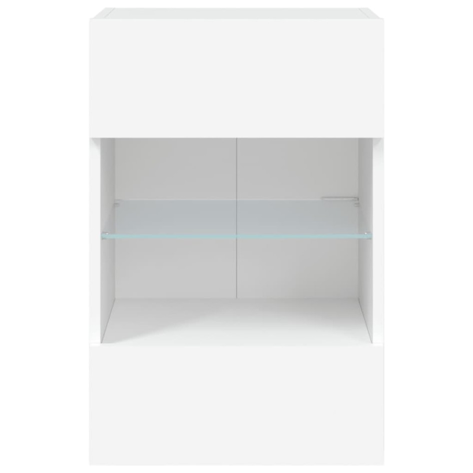 Muebles de TV de pared con luces LED 2 uds blanco 40x30x60,5