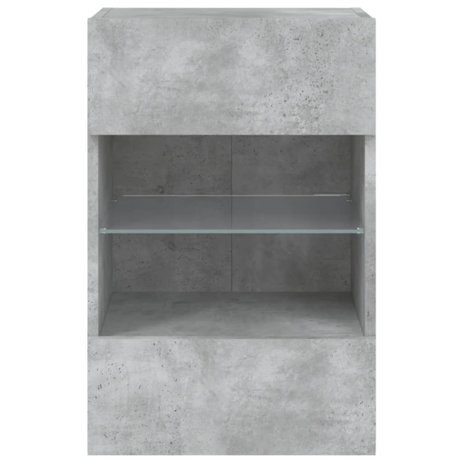Muebles TV de pared luces LED 2 uds gris hormigón 40x30x60,5