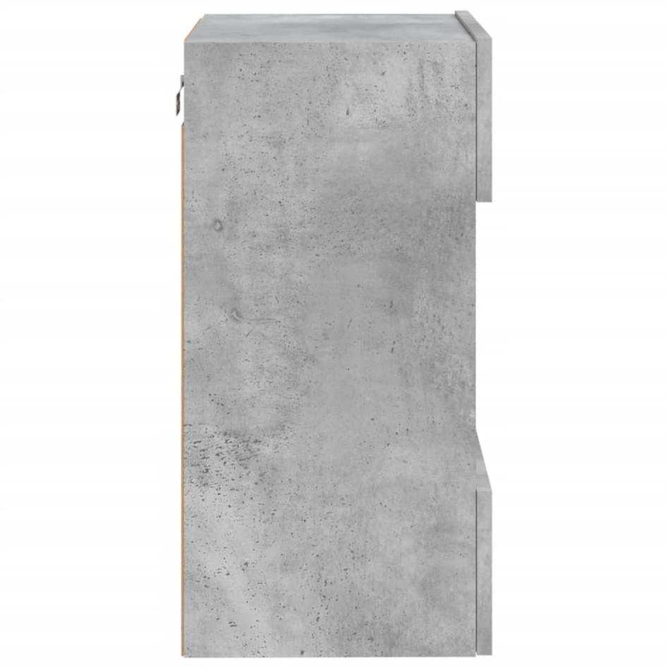 Muebles TV de pared luces LED 2 uds gris hormigón 40x30x60,5