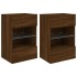 Muebles TV de pared luces LED 2 uds roble marrón 40x30x60,5