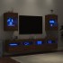 Muebles TV de pared luces LED 2 uds roble marrón 40x30x60,5