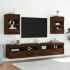 Muebles TV de pared luces LED 2 uds roble marrón 40x30x60,5