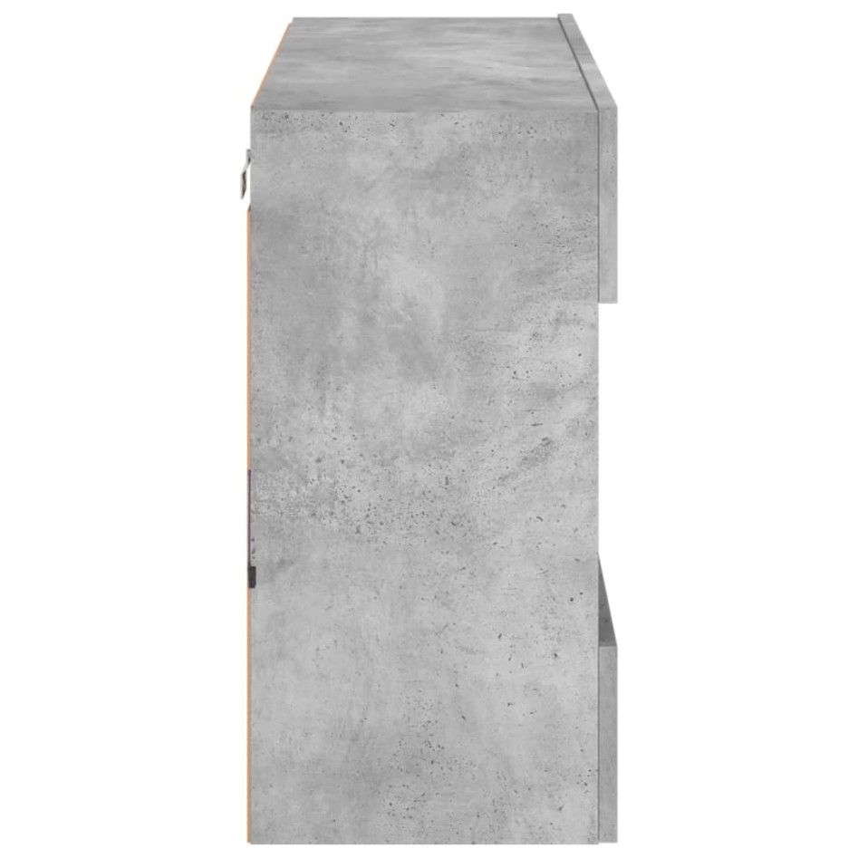 Mueble TV de pared con luces LED gris hormigón 78,5x30x60,5