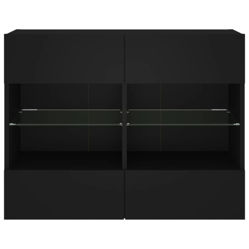 Mueble de TV de pared con luces LED negro 78,5x30x60,5
