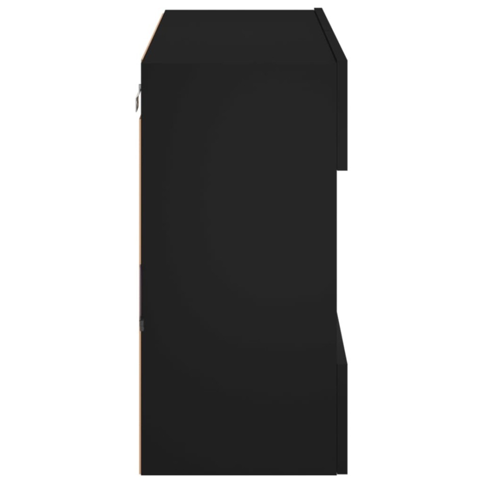 Mueble de TV de pared con luces LED negro 78,5x30x60,5