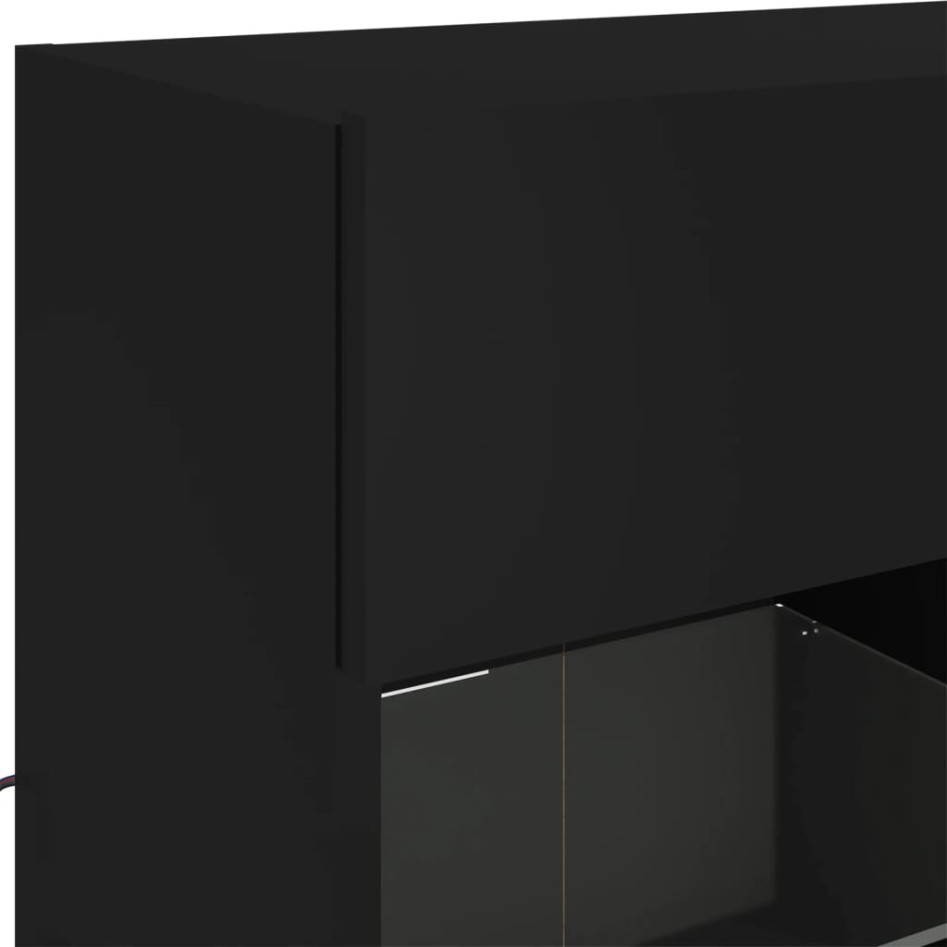 Mueble de TV de pared con luces LED negro 78,5x30x60,5