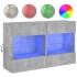 Mueble TV de pared con luces LED gris hormigón 98,5x30x60,5