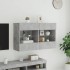 Mueble TV de pared con luces LED gris hormigón 98,5x30x60,5