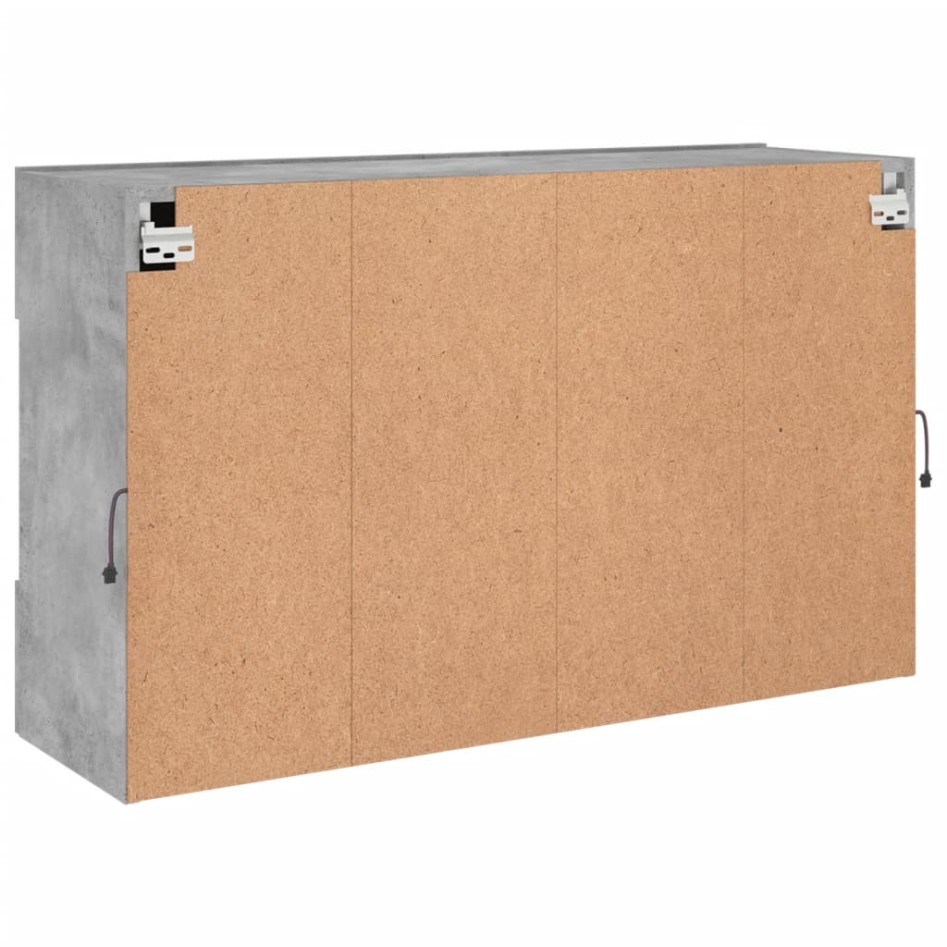 Mueble TV de pared con luces LED gris hormigón 98,5x30x60,5