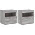Muebles TV de pared luces LED 2 uds gris Sonoma 40x30x40