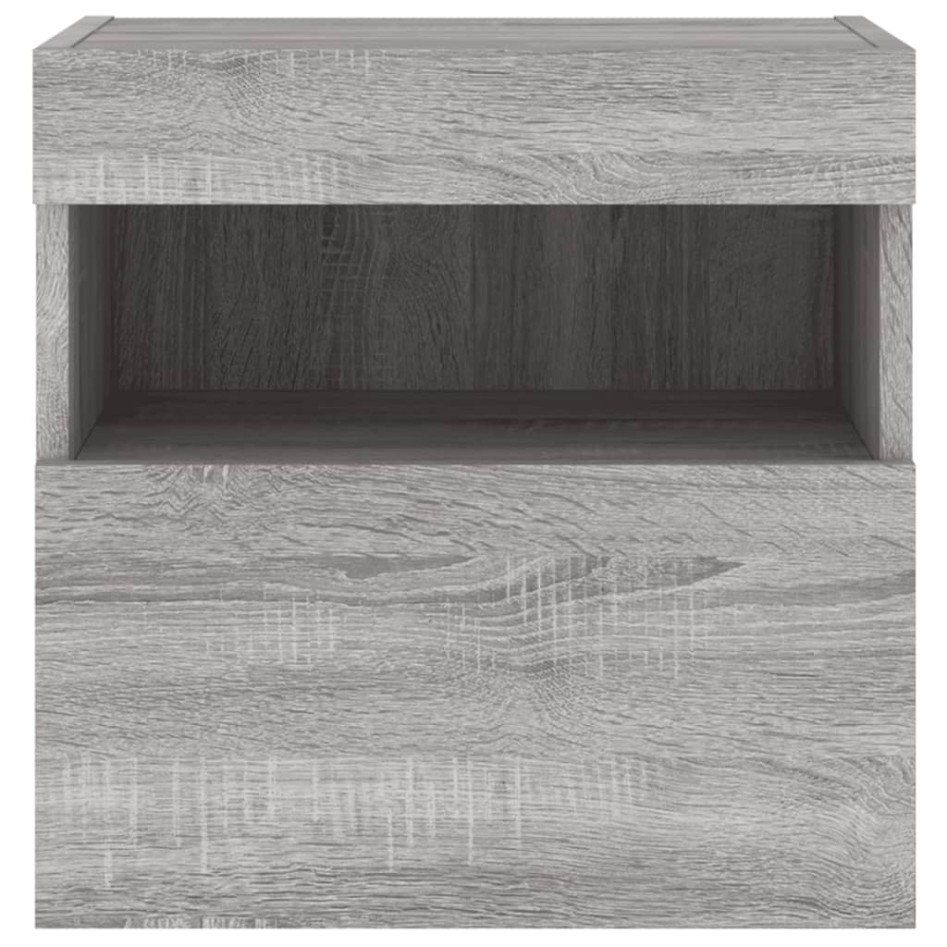 Muebles TV de pared luces LED 2 uds gris Sonoma 40x30x40