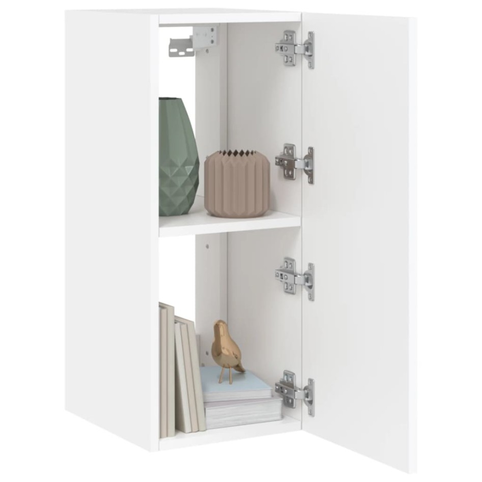 Muebles de TV de pared con luces LED 2 uds blanco 30,5x35x70