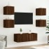 Muebles TV de pared luces LED 2 uds roble marrón 30,5x35x30
