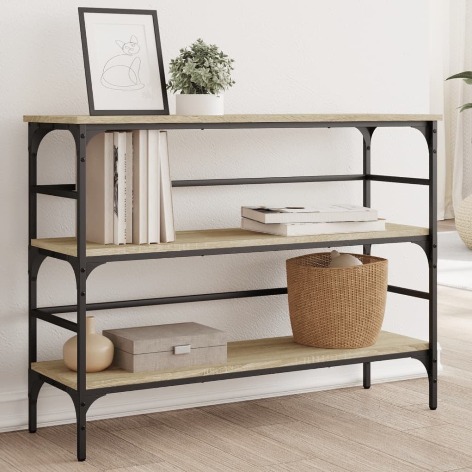 Mesa consola madera de ingeniería roble Sonoma 100x32x75