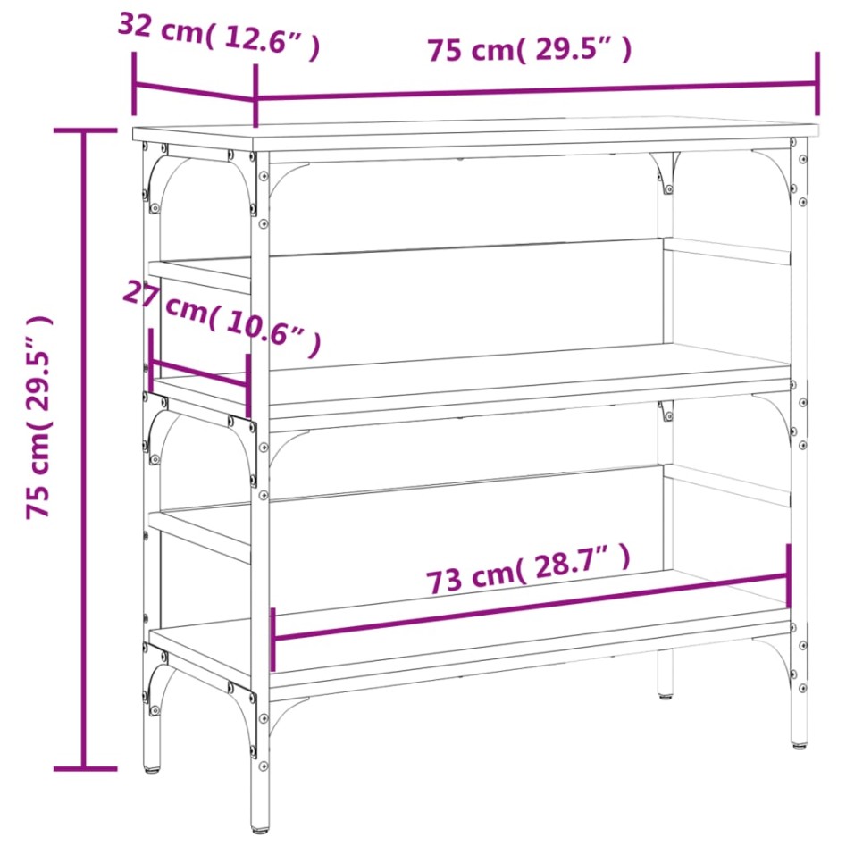 Mesa consola madera de ingeniería gris Sonoma 75x32x75