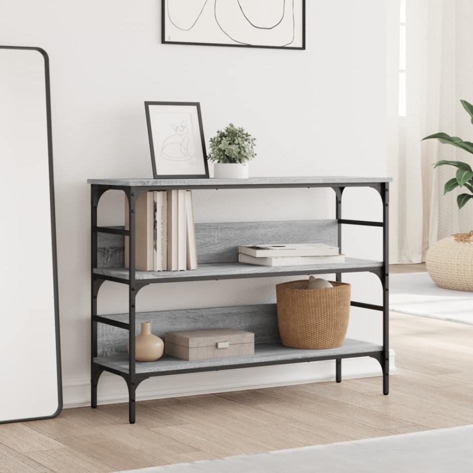 Mesa consola madera de ingeniería gris Sonoma 100x32x75