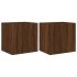 Muebles TV de pared luces LED 2 uds marrón roble 40,5x35x40