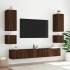 Muebles TV de pared luces LED 2 uds marrón roble 40,5x35x40