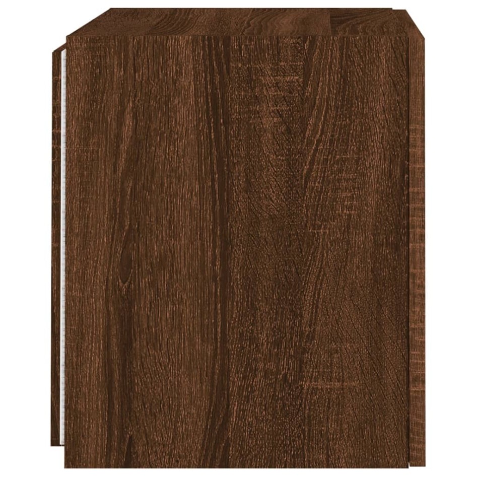 Muebles TV de pared luces LED 2 uds marrón roble 40,5x35x40