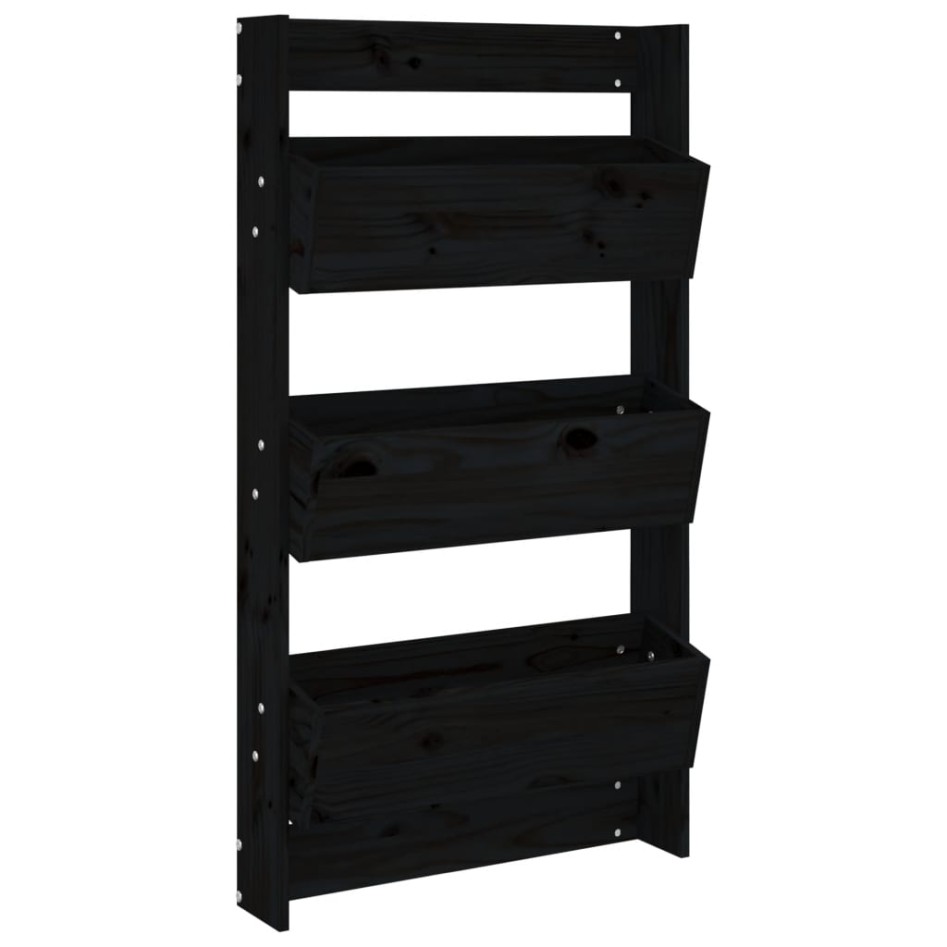 Jardinera de pared 3 niveles madera pino negro 60x18,5x110