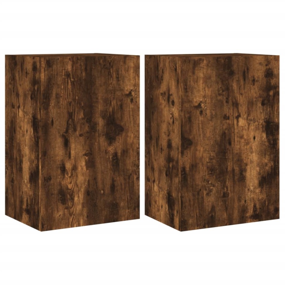 Muebles de TV de pared 2 uds madera roble ahumado 40,5x30x60