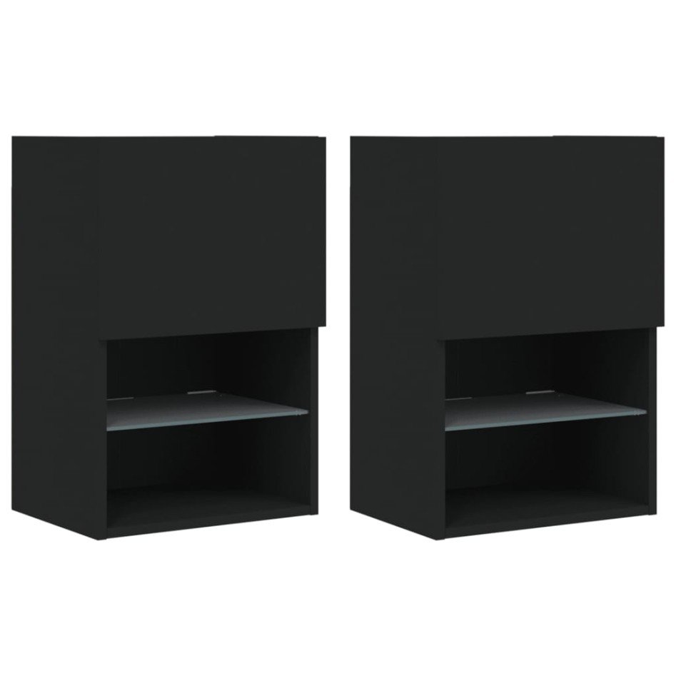 Muebles de TV con luces LED 2 uds negro 40,5x30x60