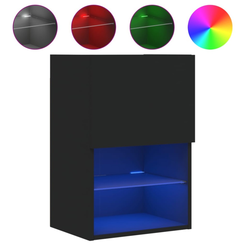 Muebles de TV con luces LED 2 uds negro 40,5x30x60