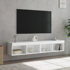Muebles de TV con luces LED 2 uds blanco 80x30x30