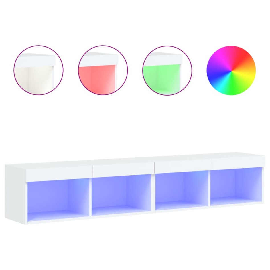 Muebles de TV con luces LED 2 uds blanco 80x30x30