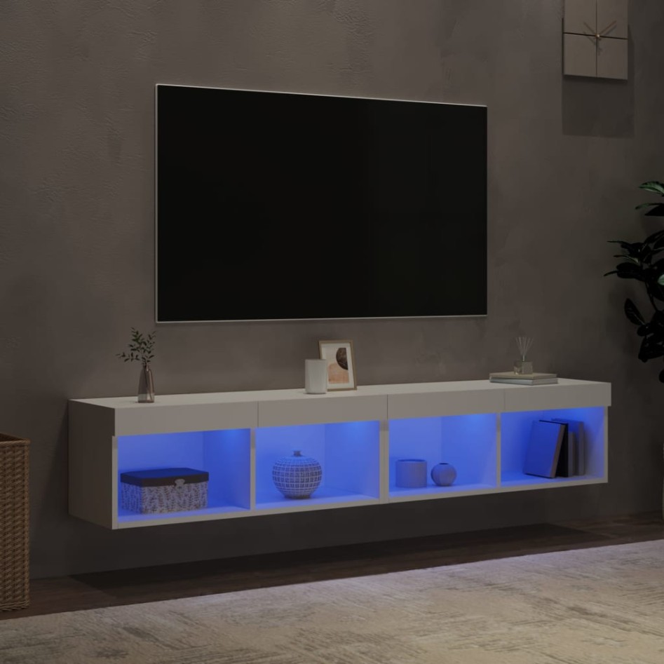 Muebles de TV con luces LED 2 uds blanco 80x30x30
