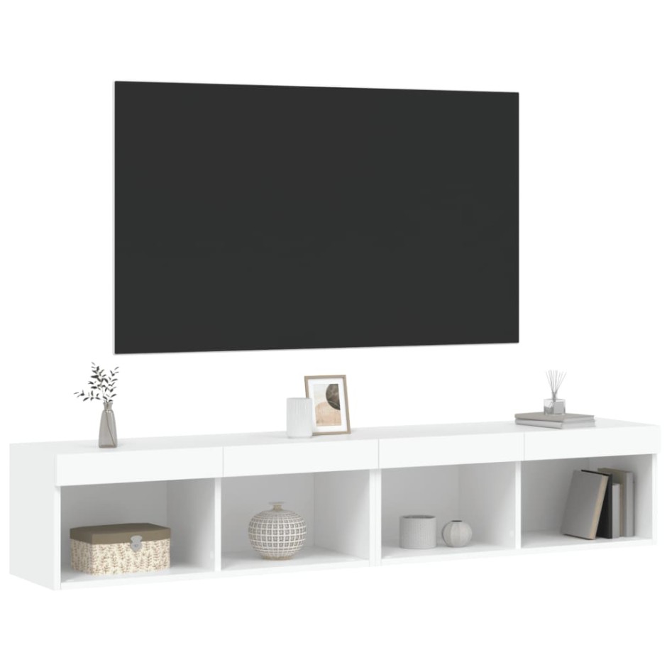 Muebles de TV con luces LED 2 uds blanco 80x30x30