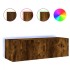 Mueble de TV de pared con luces LED roble ahumado 100x35x31