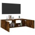 Mueble de TV de pared con luces LED roble ahumado 100x35x31
