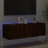Mueble de TV de pared con luces LED marrón roble 100x35x31