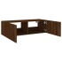 Mueble de TV de pared con luces LED marrón roble 100x35x31
