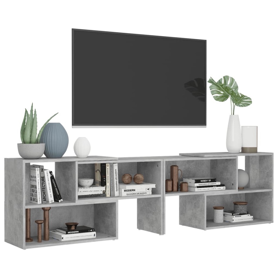 Mueble de TV madera contrachapada gris hormigón 149x30x52