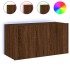 Mueble de TV de pared con luces LED marrón roble 80x35x41