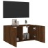 Mueble de TV de pared con luces LED marrón roble 80x35x41