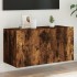 Mueble de TV de pared con luces LED roble ahumado 80x35x41