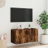 Mueble de TV de pared con luces LED roble ahumado 80x35x41