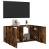 Mueble de TV de pared con luces LED roble ahumado 80x35x41