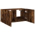 Mueble de TV de pared con luces LED roble ahumado 80x35x41