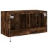 Mueble de TV de pared con luces LED roble ahumado 80x35x41